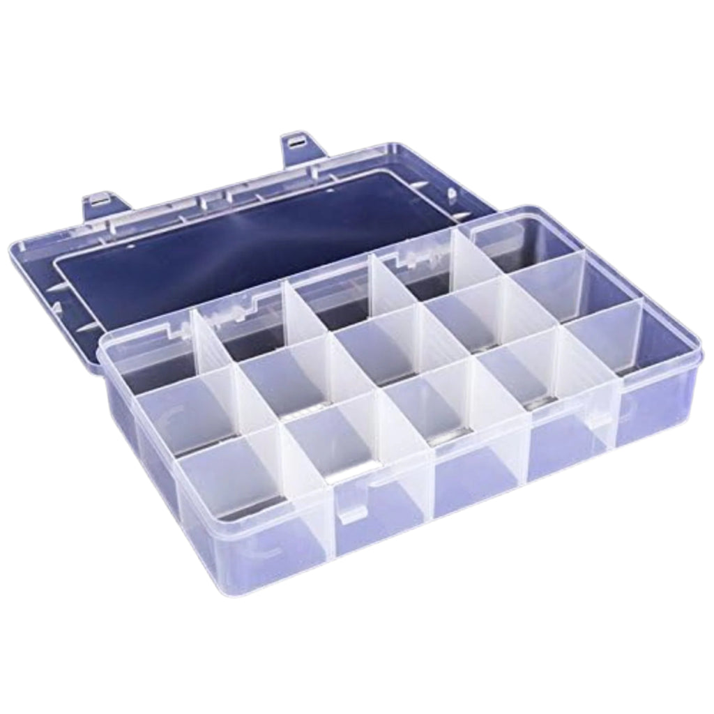 EMPTY 15 COMPARTMENT TRANSPARENT PIN BOX – Guru Makeup Emporium