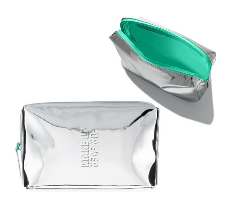 MAKE UP FOR EVER HOLIDAY 2025 COLLECTION SILVER MAKEUP POUCH