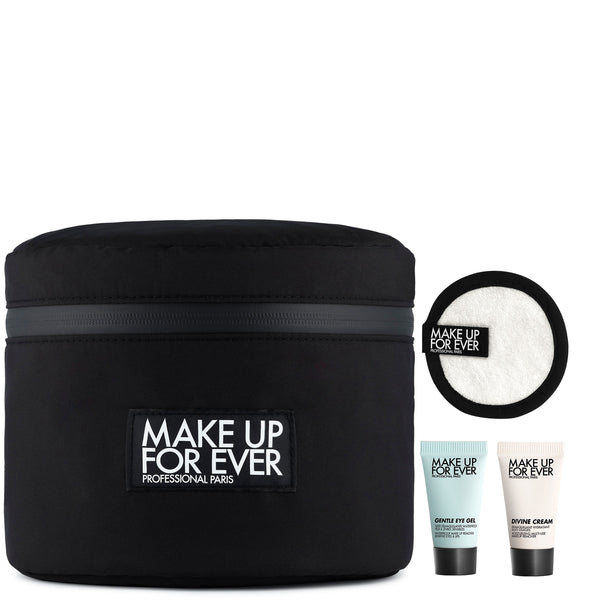 MAKE UP FOR EVER BLACK POUCH WITH CLEANSING TRIO