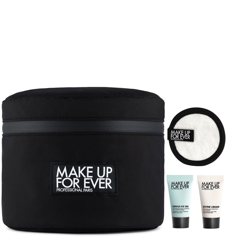 MAKE UP FOR EVER BLACK POUCH WITH CLEANSING TRIO