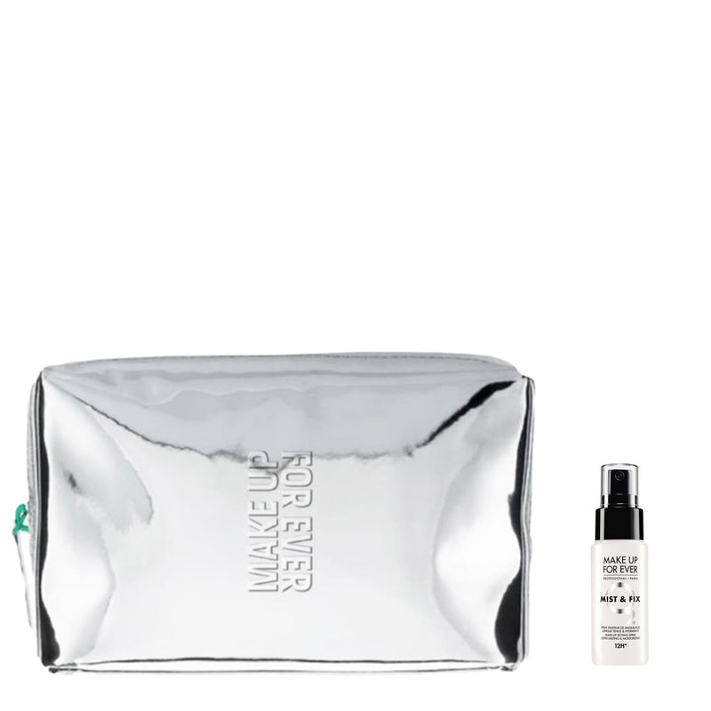 MAKE UP FOR EVER HOLIDAY 2025 POUCH WITH MIST & FIX DELUXE SAMPLE